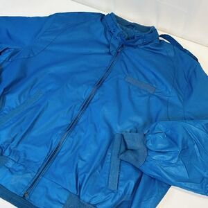 STEEPLECHASE Vintage Full zip Bomber Men's Large Jacket Blue 80s Snaps Straps